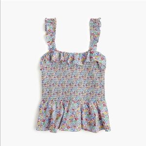 J crew smocked ruffle top in liberty floral